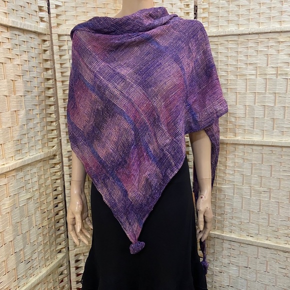 Narda's Purple, Shimmer, Knitted Shawl, Wrap, Scarf. etc - Picture 5 of 8